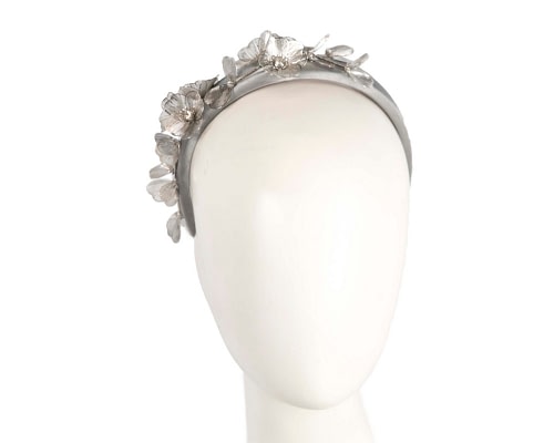 Fascinators Online - Australian Made Silver floral fascinator headband