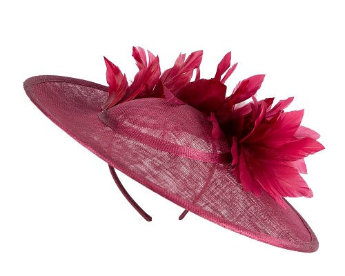 Fascinators Online - Large burgundy sinamay hat by Max Alexander