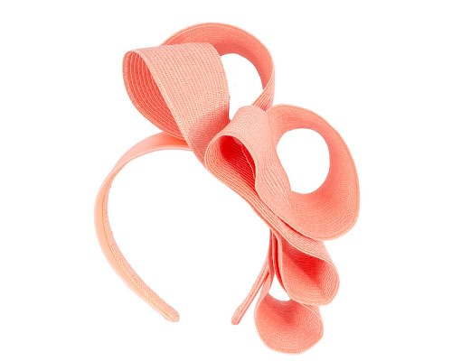 Fascinators Online - Bright Coral loops racing fascinator by Max Alexander