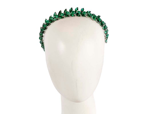 Fascinators Online - Petite green crystal fascinator headband