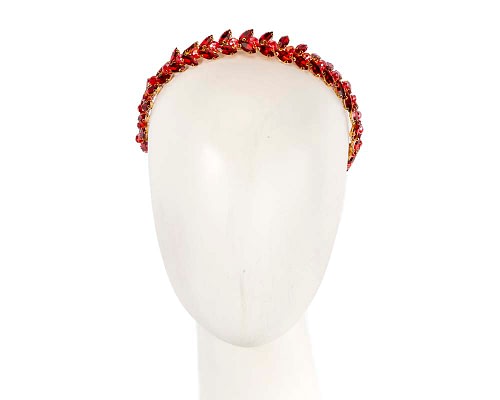 Fascinators Online - Petite red crystal fascinator headband