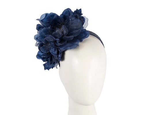 Fascinators Online - Navy Silk Flower Fascinator by Fillies Collection
