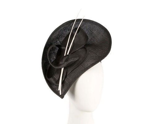 Fascinators Online - Bespoke black & white sinamay fascinator by Max Alexander
