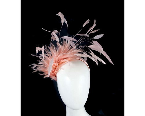 Fascinators Online - Large pink feathers fascinator headband