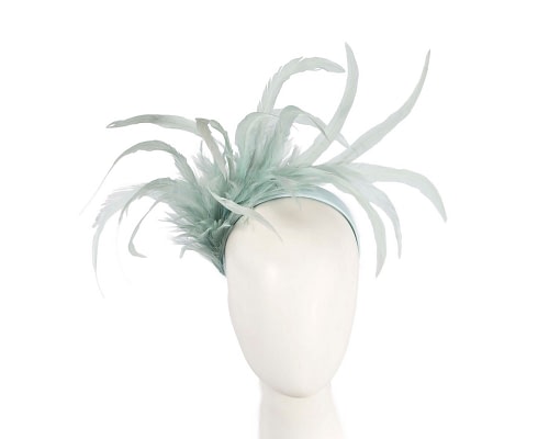 Fascinators Online - Large light blue feathers fascinator headband