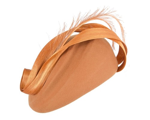 Fascinators Online - Designers rust orange felt hat by Fillies Collection