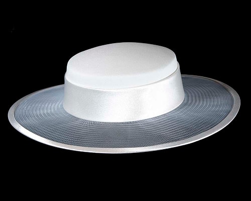 Fascinators Online - White boater hat by Cupids Millinery Melbourne
