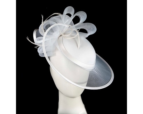 Fascinators Online - White custom made Mother of the Bride hat