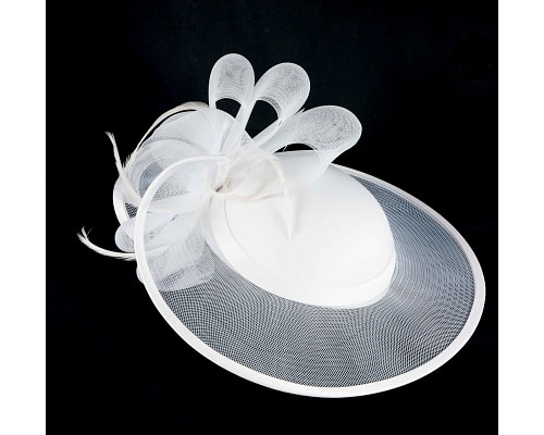 Fascinators Online - White custom made Mother of the Bride hat