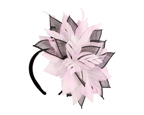 Fascinators Online - Max Alexander Floral Black & Pink Feather Fascinator