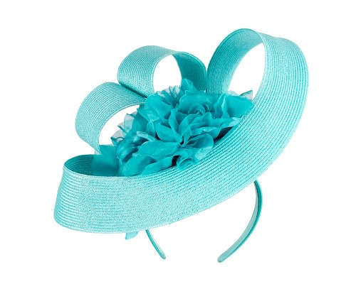 Fascinators Online - Large turquoise fascinator by Fillies Collection