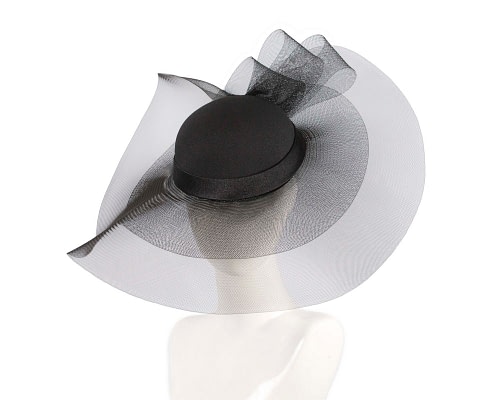 Fascinators Online - Custom made black wide brim hat by Fillies Collection
