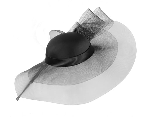 Fascinators Online - Custom made black wide brim hat by Fillies Collection