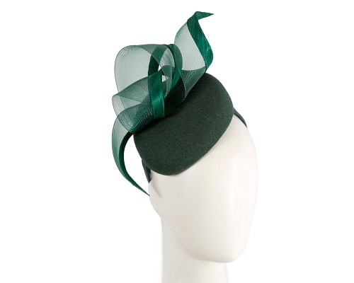 Fascinators Online - Elegant Dark Green Pillbox Fascinator for Winter Racing