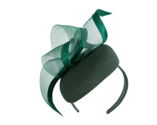 Fascinators Online - Elegant Dark Green Pillbox Fascinator for Winter Racing