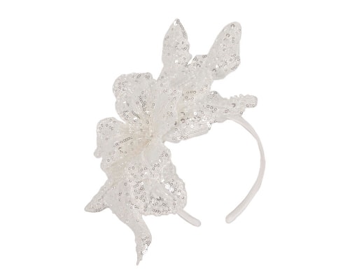 Fascinators Online - Sparkling White Fascinator with Sequins by Fillies Collection
