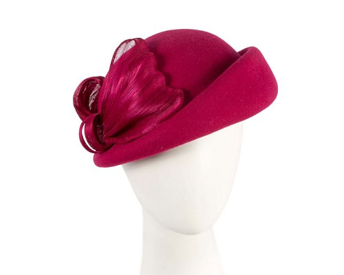 Fascinators Online - Bold Magenta Felt Hat with Silk Abaca Bow