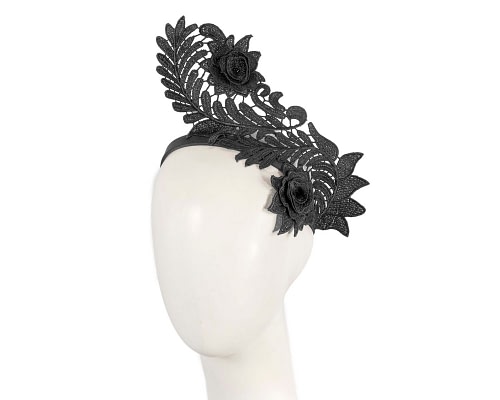 Fascinators Online - Stylish Black Crown Lace Fascinator by Max Alexander
