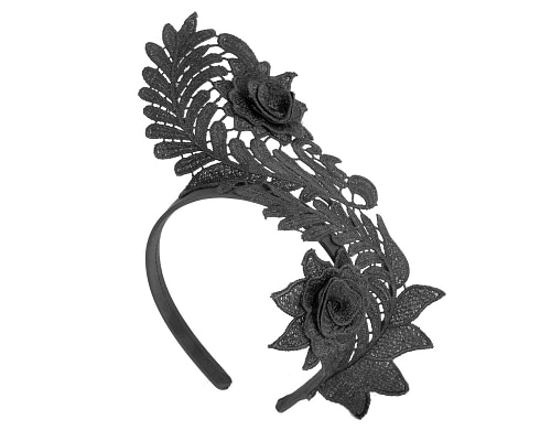 Fascinators Online - Stylish Black Crown Lace Fascinator by Max Alexander