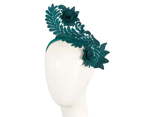 Fascinators Online - Stylish Teal Green Crown Lace Fascinator by Max Alexander