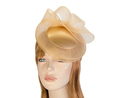 Fascinators Online - Gold custom made cocktail hat by Cupids Millinery