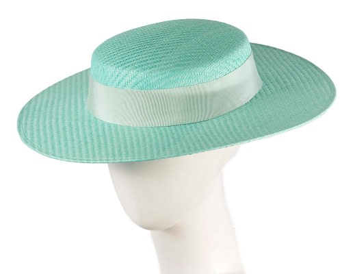 Fascinators Online - Aqua boater hat by Max Alexander