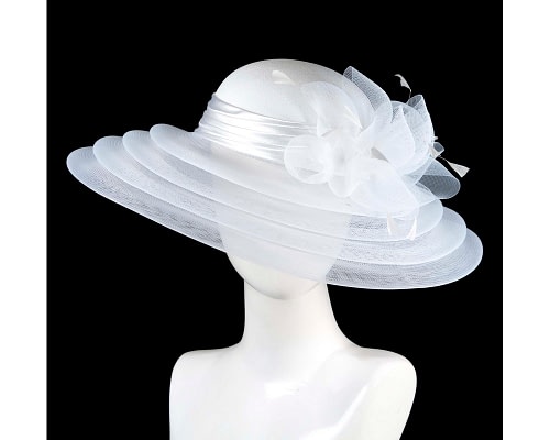 Fascinators Online - White custom made Mother of the Bride hat