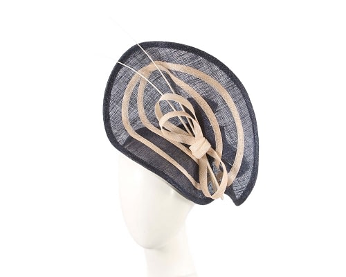 Fascinators Online - Elegant Navy & Cream Sinamay Fascinator by Max Alexander