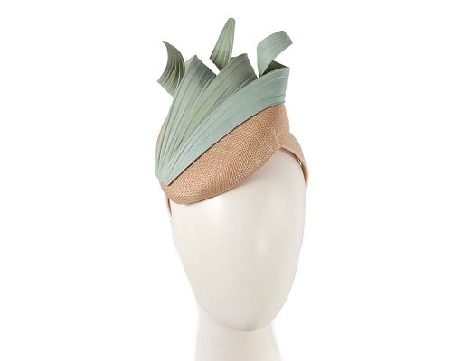 Fascinators Online - Bespoke nude & green racing fascinator by Fillies Collection