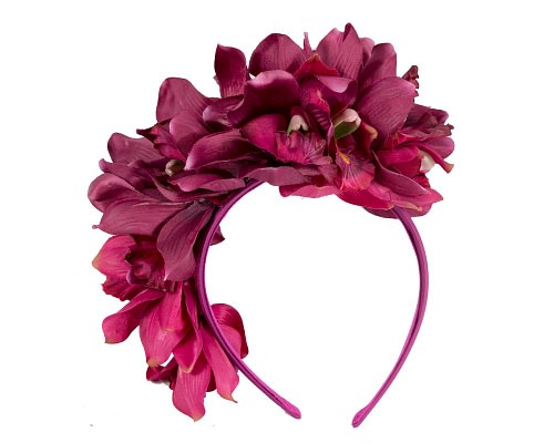 Fascinators Online - Floral Wine-Colored Fascinator - Max Alexander