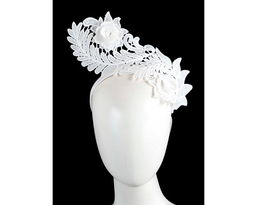Fascinators Online - Stylish White Crown Lace Fascinator by Max Alexander