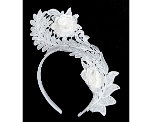Fascinators Online - Stylish White Crown Lace Fascinator by Max Alexander