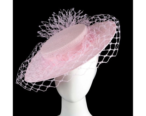 Fascinators Online - Chic Pink Boater Hat by Fillies Collection