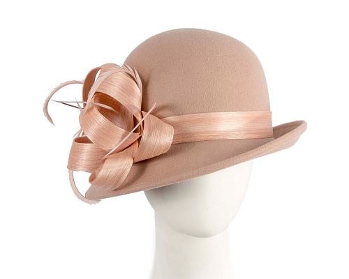 Fascinators Online - Camel beige winter fashion hat by Fillies Collection