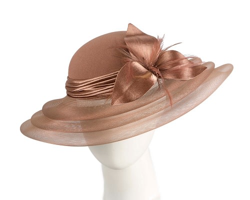 Fascinators Online - Mocca custom made mother of the bride hat