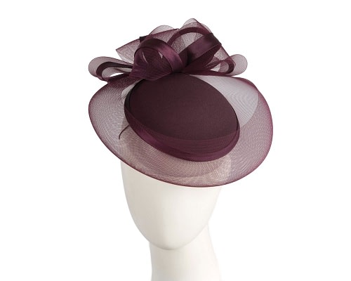 Fascinators Online - Port-colored custom made cocktail hat by Cupids Millinery