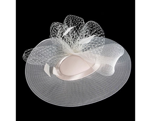 Fascinators Online - Ecru custom made cocktail hat