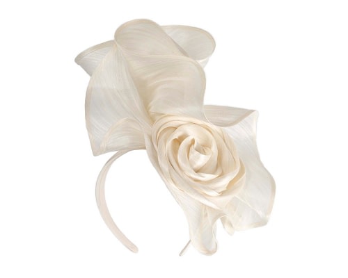 Fascinators Online - Cream sculptured silk abaca fascinator by Fillies Collection