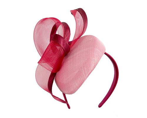 Fascinators Online - Elegant Pink & Wine Pillbox Fascinator for Spring Racing