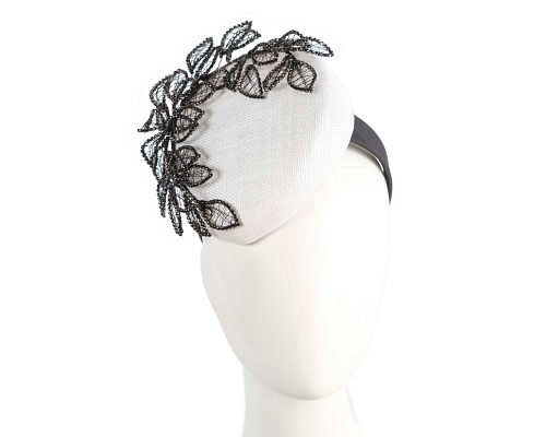 Fascinators Online - White & black pillbox fascinator with jewellery by Fillies Collection