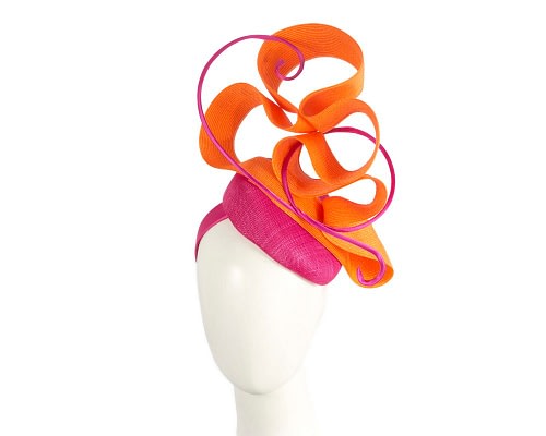 Fascinators Online - Designers fuchsia & orange racing fascinator by Fillies Collection