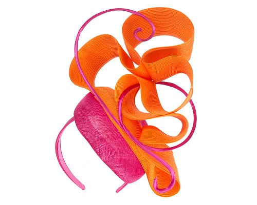 Fascinators Online - Designers fuchsia & orange racing fascinator by Fillies Collection