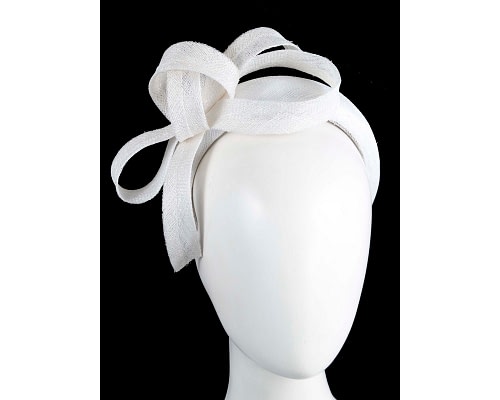 Fascinators Online - White sinamay bow on the headband by Max Alexander