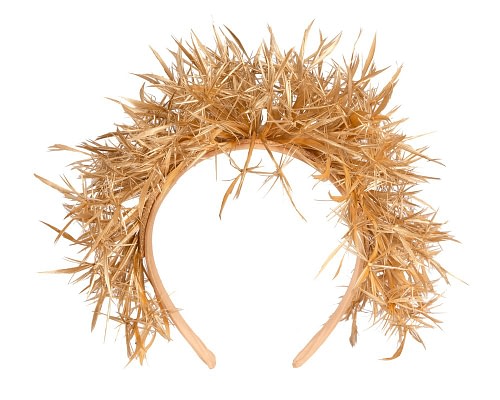 Fascinators Online - Gold spiky feather fascinator headband by Max Alexander