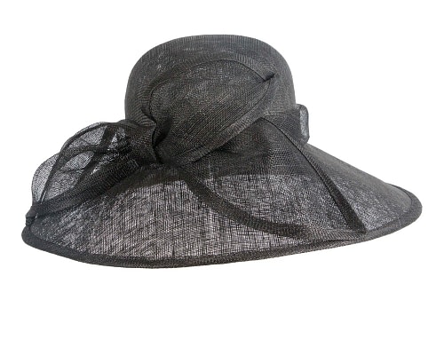 Fascinators Online - Large black sinamay fashion hat with bow by Max Alexander