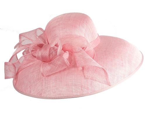 Fascinators Online - Pink wide brim ladies fashion sinamay hat by Max Alexander