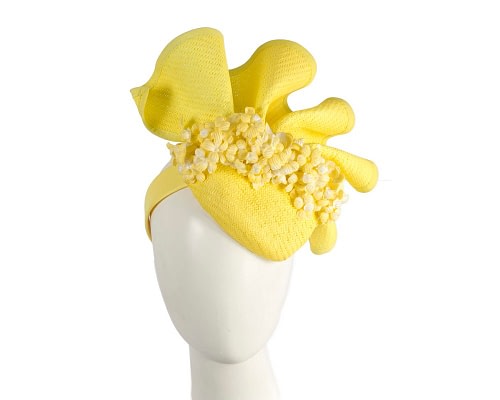 Fascinators Online - Bespoke fluro yellow racing fascinator by Fillies Collection