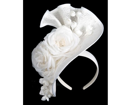 Fascinators Online - Bespoke large white flower fascinator by Fillies Collection