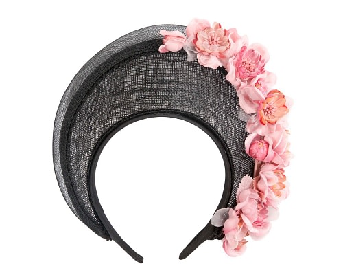 Fascinators Online - Black & pink flower crown fascinator by Fillies Collection