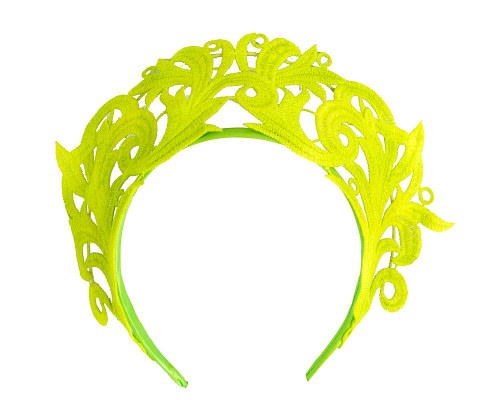 Fascinators Online - Fluro lime lace crown racing fascinator by Max Alexander
